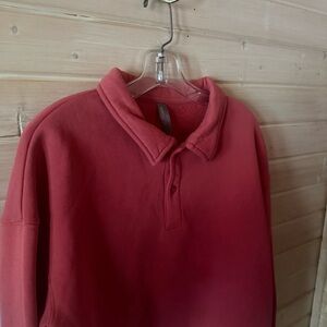 Mondetta Red Orange Collared Pullover Sweatshirt Size L Unisex GUC